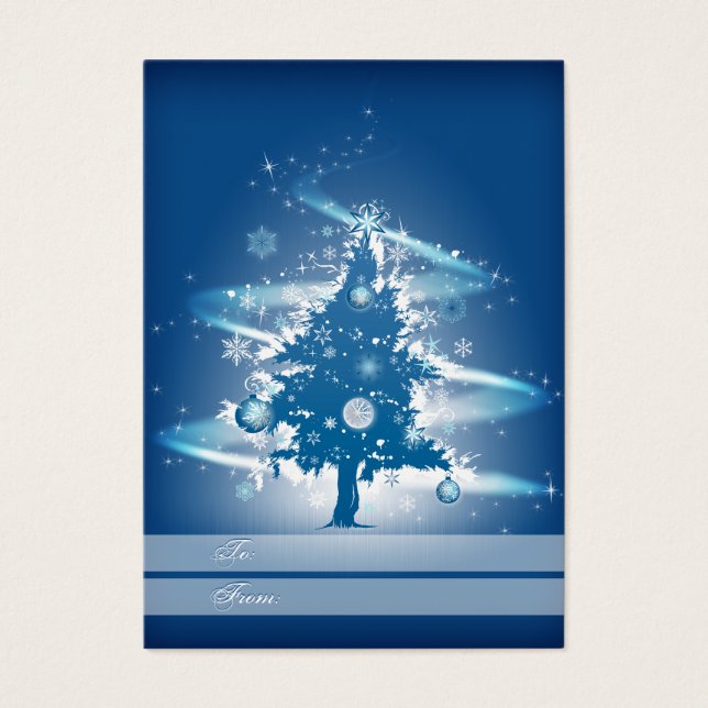 Blue Christmas Tree Christmas Gift Tag (Front)