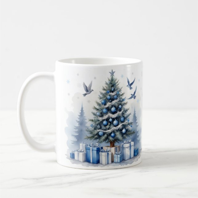 Blue Christmas - Tree Coffee Mug (Left)