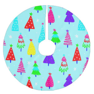 blue christmas tree colourful pop art brushed polyester tree skirt