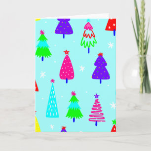 blue christmas tree colourful pop art invitation