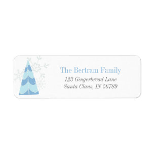 Blue Christmas Tree Festive Return Address Label