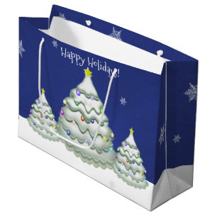 Blue Christmas Tree Gift Bag