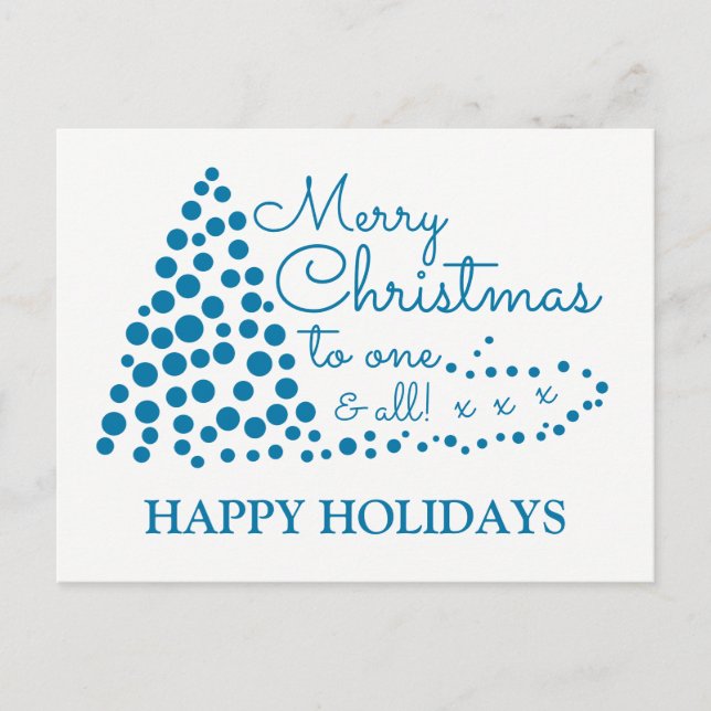 Blue Christmas Tree, Happy Holidays Holiday Postca (Front)