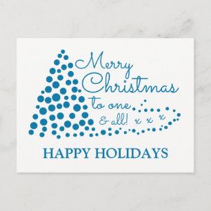 Blue Christmas Tree, Happy Holidays Holiday Postca Postcard