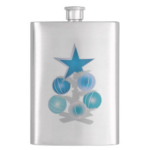 Blue Christmas tree Hip Flask