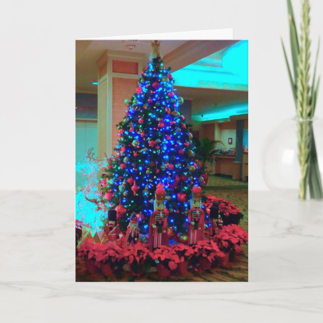 Blue Christmas Tree Holiday Card (Front)