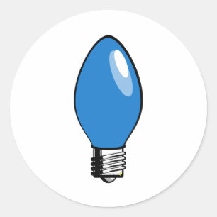 Blue Christmas Tree Light Classic Round Sticker