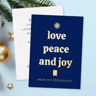 Blue Christmas Tree Minimalist Love Peace Joy