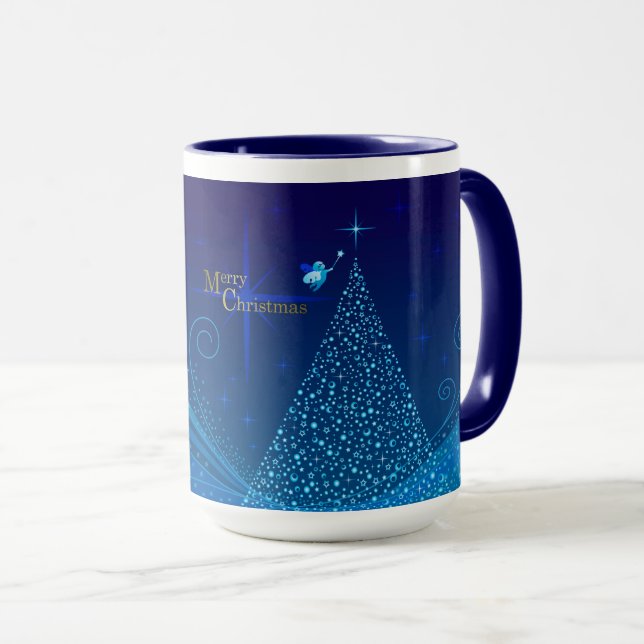 Blue Christmas Tree Mug (Front Right)