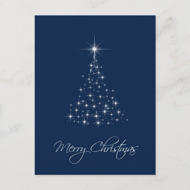 Blue Christmas Tree of Lights Postcard (Front)