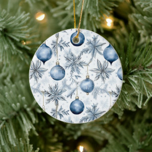Blue Christmas Tree Ornaments All Over Print