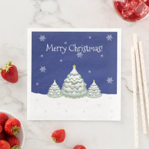 Blue Christmas Tree Paper Napkin