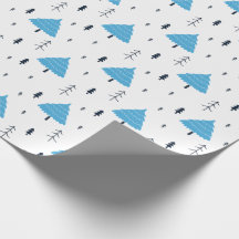 Blue Christmas Tree Patterned 
