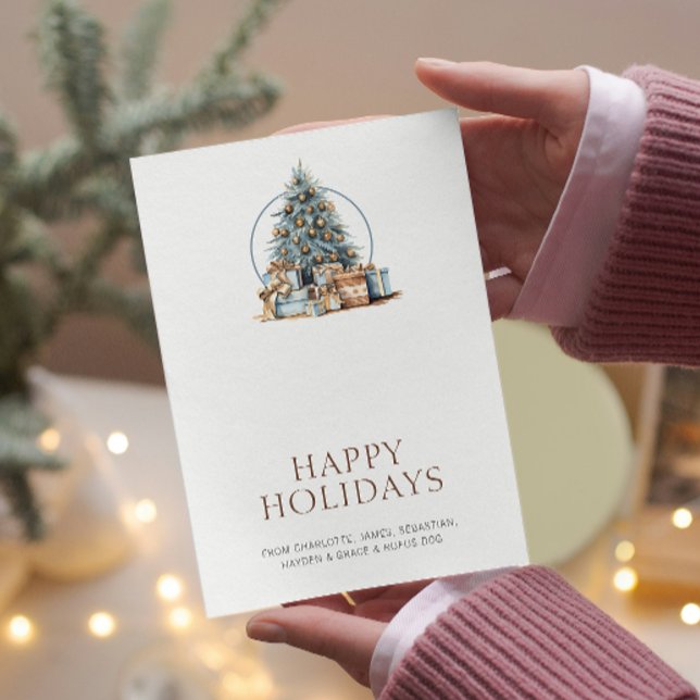  Blue Christmas Tree Personalised Holiday Card (Blue Christmas Tree Personalized Holiday Cards from Ricaso. Stunning, Simple Christmas cards)