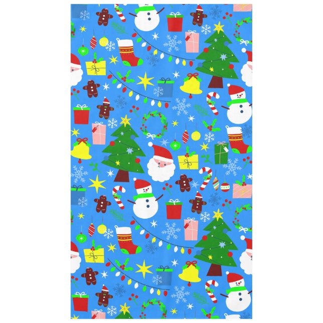 blue christmas tree santa claus tablecloth (Front)
