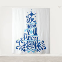 Blue Christmas tree sayings wishes greetings