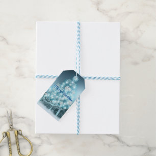 Blue Christmas Tree, Snowflake Gift Tags