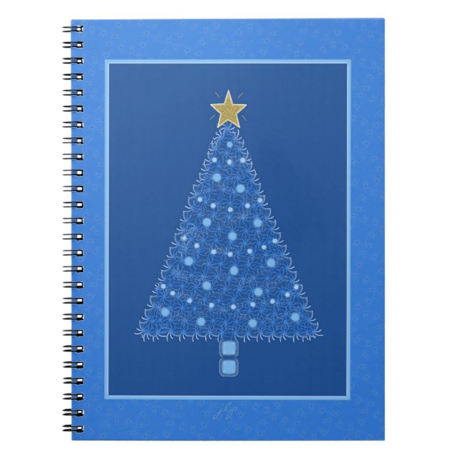 Blue Christmas Tree Spiral Notebook (Front)