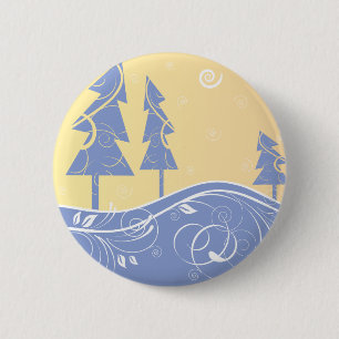 blue Christmas Trees 6 Cm Round Badge
