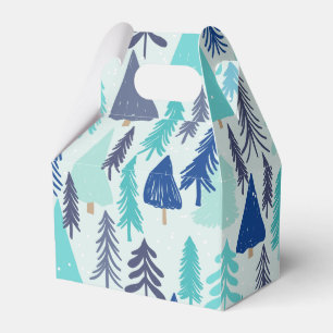 Blue Christmas Trees in an Evergreen Forest Favour Box