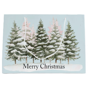 Blue Christmas Trees Large Gift Bag