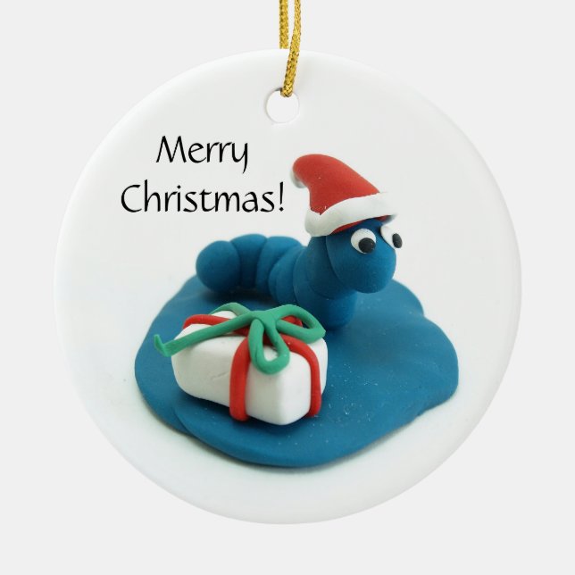 Blue Christmas Werm Ceramic Tree Decoration (Front)