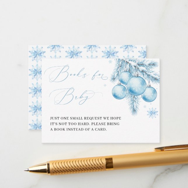 Blue Christmas Winter Boy Books for Baby Enclosure Card (Front/Back In Situ)