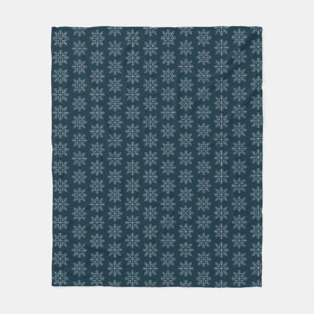 Blue christmas winter holidays snowflake fleece blanket (Front)