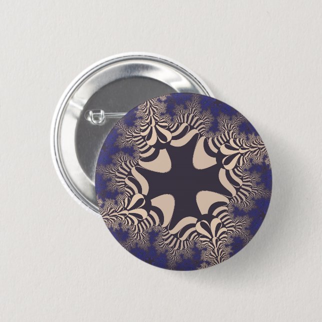 Blue Chrome Cross 6 Cm Round Badge (Front & Back)