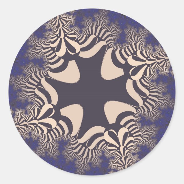 Blue Chrome Cross Classic Round Sticker (Front)