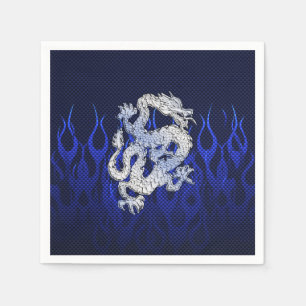 Blue Chrome like Dragon Carbon Fibre Style Napkin