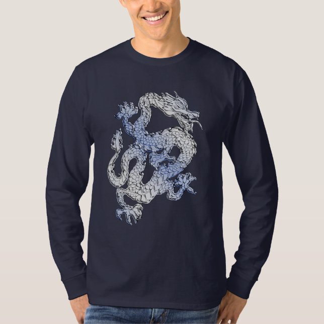 Blue Chrome like Dragon Carbon Fibre Style T-Shirt (Front)