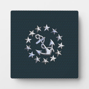 Blue Chrome Like Yacht Flag Automotive Grille Plaque