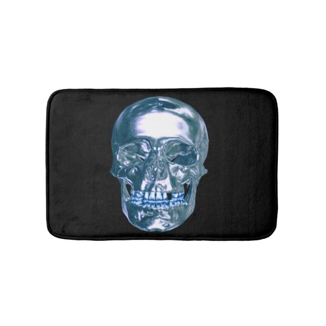 Blue Chrome Skull Bath Mat (Front)