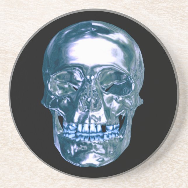Blue Chrome Skull Coaster (Front)