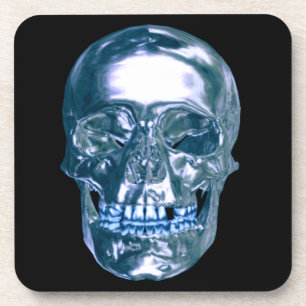 Blue Chrome Skull Coasters