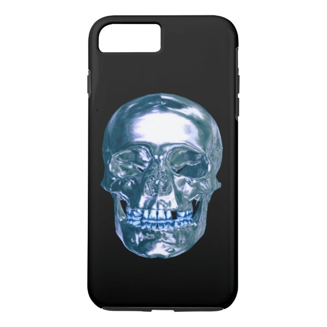 Blue Chrome Skull iPhone 7 Case (Back)
