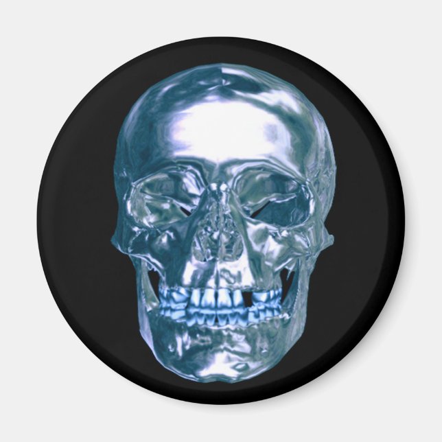 Blue Chrome Skull Magnet (Front)