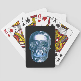 Blue Chrome Skull Playing Cards