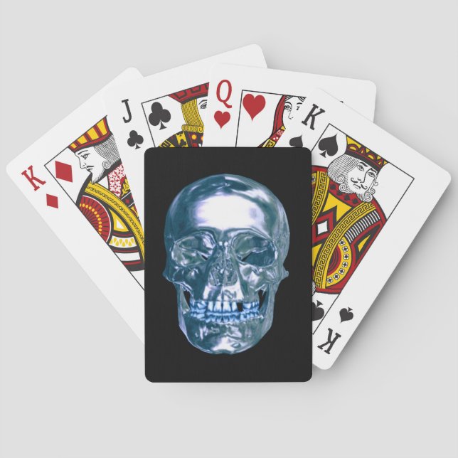 Blue Chrome Skull Playing Cards (Back)