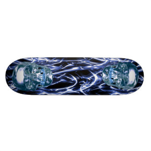 Blue Chrome Skulls Skateboard
