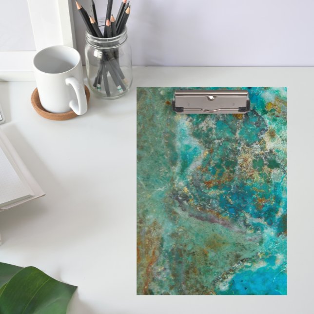 Blue Chrysocolla Mineral Stone Clipboard (In Situ)