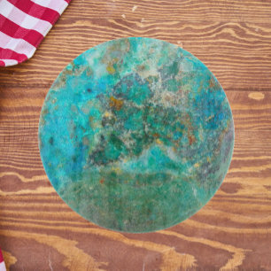Blue Chrysocolla Mineral Stone Round Cutting Board