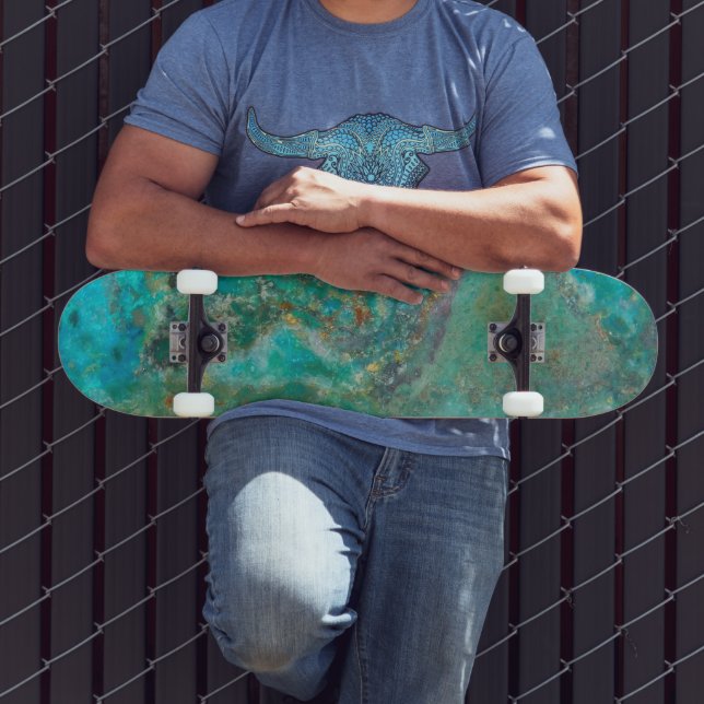 Blue Chrysocolla Mineral Stone Skateboard (Outdoor 3)