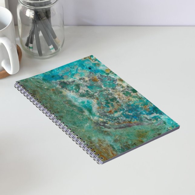 Blue Chrysocolla Mineral Stone Spiral Notebook (In Situ)