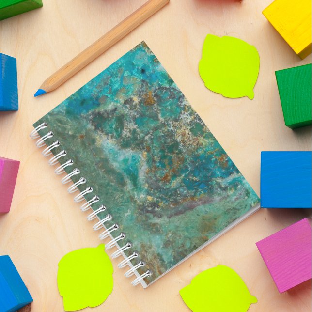 Blue Chrysocolla Mineral Stone Spiral Notebook (In Situ)