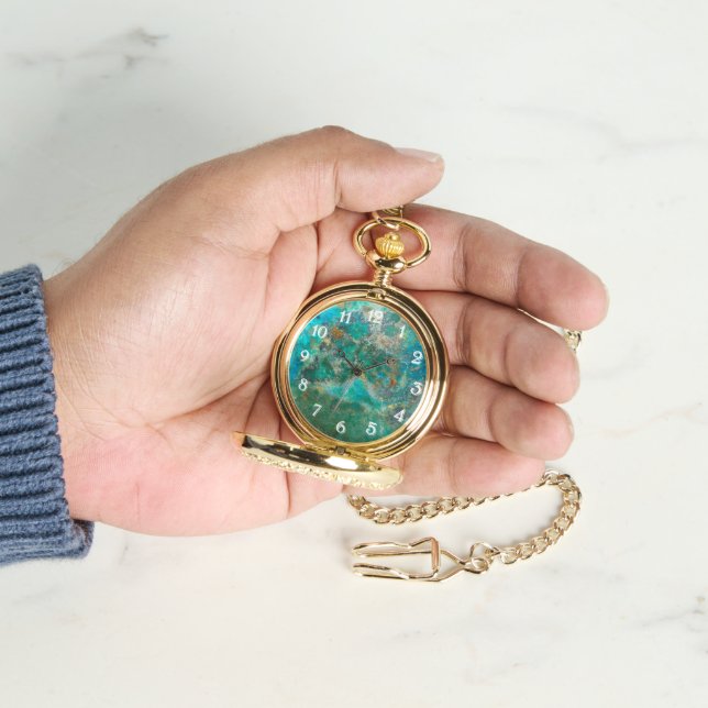 Blue Chrysocolla Mineral Stone Watch (Hand)