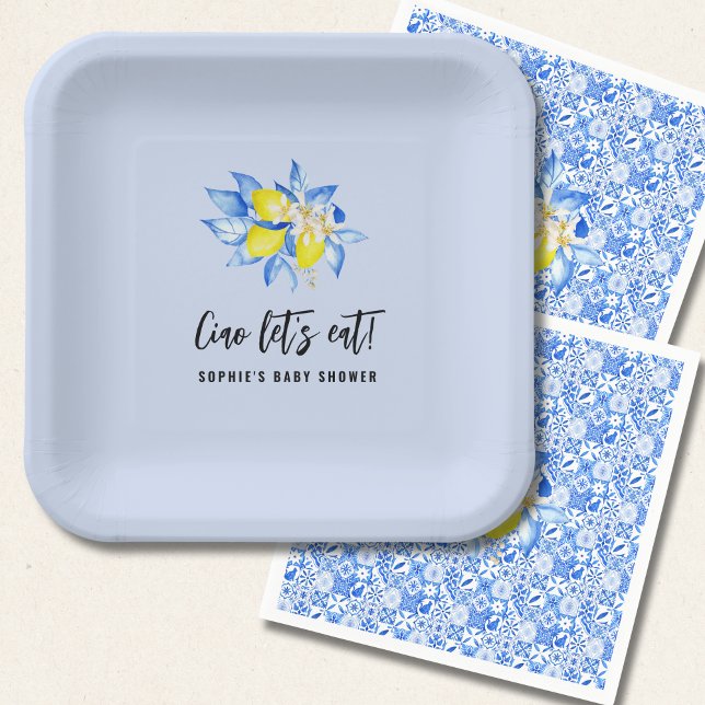 Blue, Ciao Baby, Lemons  Paper Plate (Creator Uploaded)