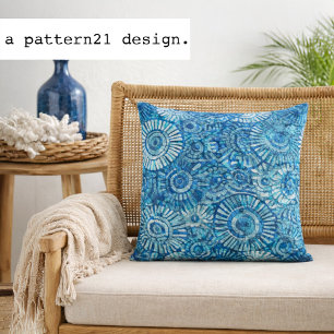 blue circle batik pattern cushion