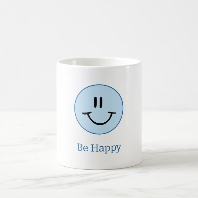 Blue Circle Be Happy Smile Coffee Mug (Center)